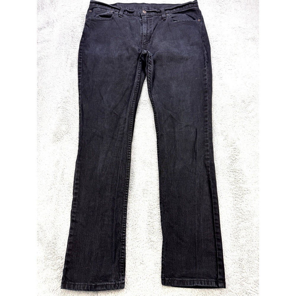 Levis 511 Jeans Men 36x32 Black‎ Slim Fit Stretch Distressed Denim